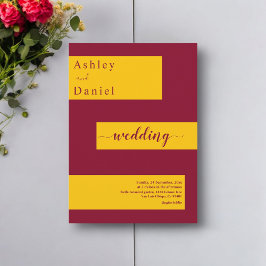 Invitación Elegante Borgoña Mínima Y Boda Moderno Oro