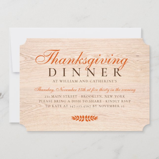 Invitación Elegante bosque rústico otoño deja el día de Acció (Anverso)