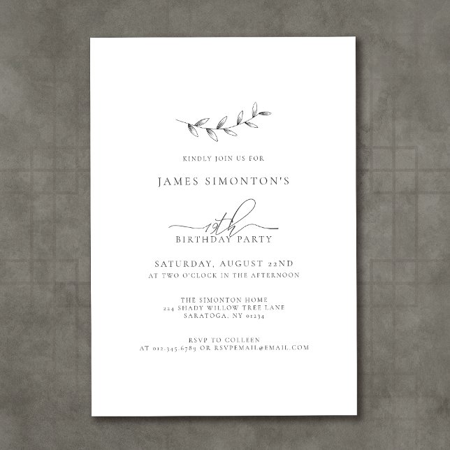 Invitación Elegante Botánico 19° cumpleaños (Subido por el creador)