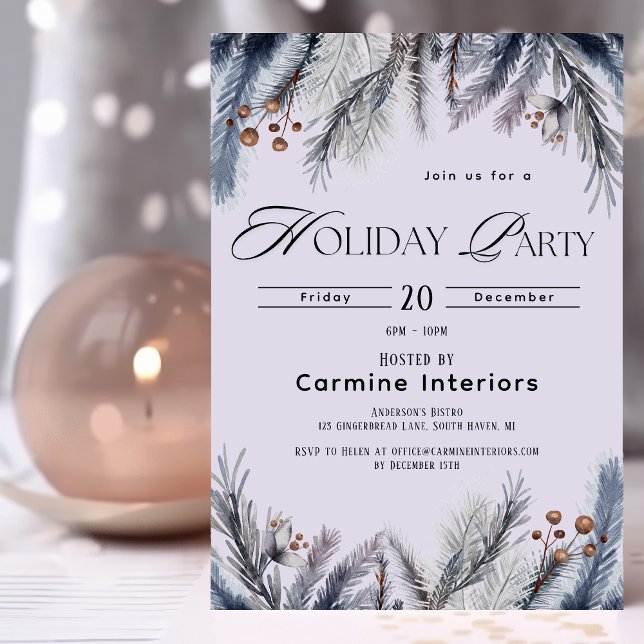 Invitación Elegante Botánico de Invierno de vacaciones de ofi (Subido por el creador)