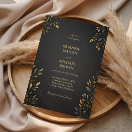 Invitación Elegante Botánico Dorado Oscuro