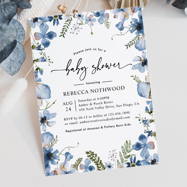 Invitación Elegante Botánico Floral Boy Baby Shower (Subido por el creador)