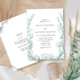 Invitación Elegante botánico floral todo en un Boda verde