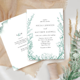 Invitación Elegante botánico floral todo en un Boda verde