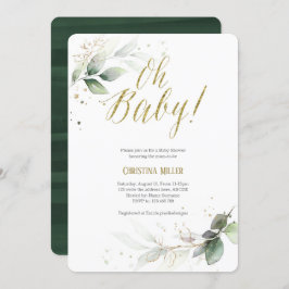 Invitación Elegante, botánico, moderno, verde, Baby Shower