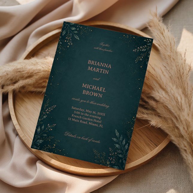 Invitación Elegante Botánico Oscuro Lujoso (Subido por el creador)