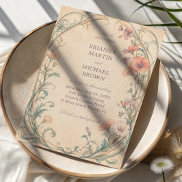 Invitación Elegante Botánico Pastel Vintage
