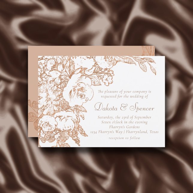 Invitación Elegante botánico | Rosa de cobre Boda de oro (Subido por el creador)