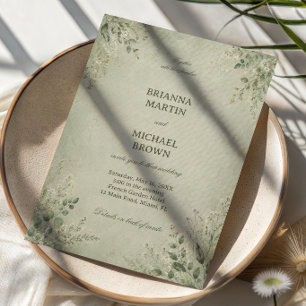 Invitación Elegante Botánico Sage
