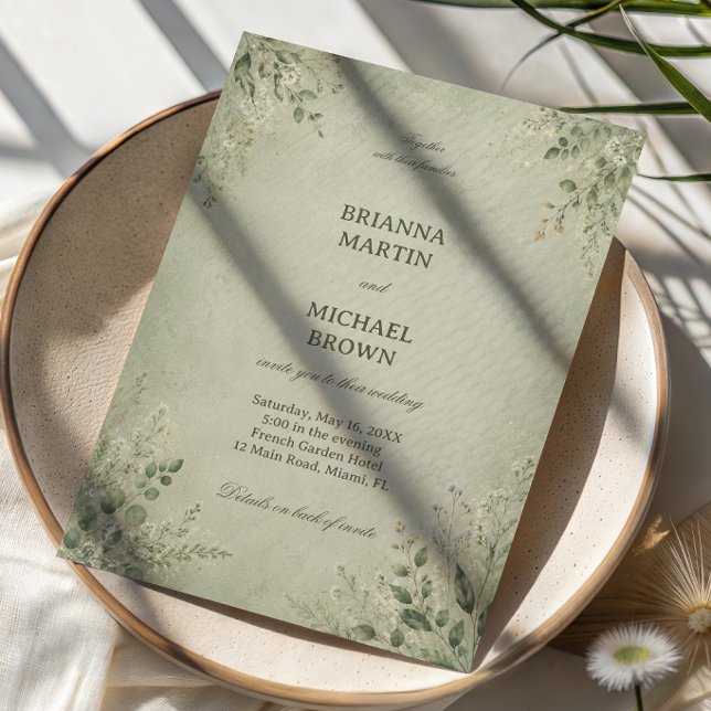 Invitación Elegante Botánico Sage (Subido por el creador)