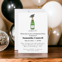 Elegante Botella de Champán Fiesta de Graduación C