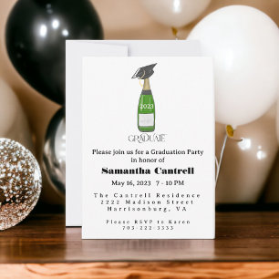 Invitación Elegante Botella de Champán Fiesta de Graduación C