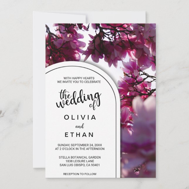 Invitación Elegante Bougainvillea Rústica Boda Floral (Anverso)
