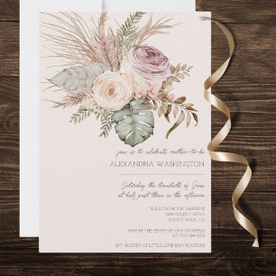 Invitación Elegante Bouquet Bohemian Baby Shower