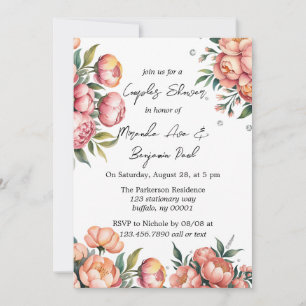 Invitación Elegante Bouquet de pastas con ducha de parejas de