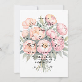 Invitación Elegante Bouquet Peach con Boda Diamonds