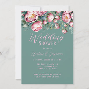Invitación Elegante Bouquet Peony En Ducha De Boda De Color A