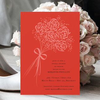 Invitación Elegante Bouquet Rosa Rosa Rosa Bridal Shower