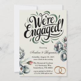 Invitación Elegante Bouquet verde y gris Estamos comprometido