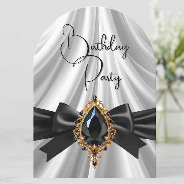 Invitación Elegante Bow de joyas negras de oro blanco (Subido por el creador)