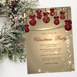 Invitación Elegante Bow Rojo, Fiesta de Navidades de Confetti