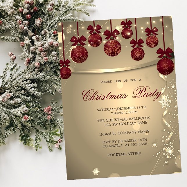 Invitación Elegante Bow Rojo, Fiesta de Navidades de Confetti (Subido por el creador)