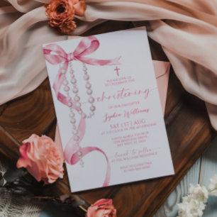 Invitación Elegante Bow Rosa y Crianza Rosaria
