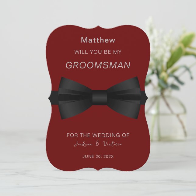 Invitación Elegante Bowtie Groomsman (Anverso de pie)