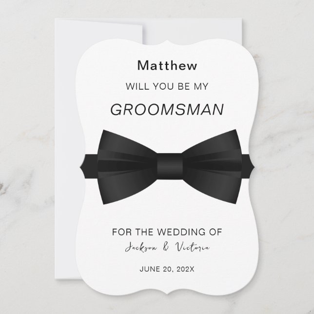 Invitación Elegante Bowtie Groomsman (Anverso)