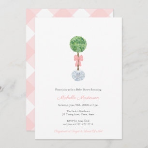 Invitación Elegante Boxwood Ginger Jar Little Girl Baby Showe