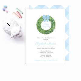 Invitación Elegante Boxwood Powder Blue Boy Baby Shower Fiest