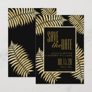 Invitación Elegante Bracken de Hoja de Oro Falso para Salvar 