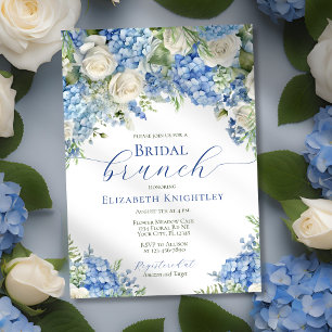 Invitación Elegante Bridal Brunch Blue Hydrangea Bridal Showe