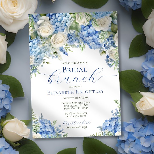 Invitación Elegante Bridal Brunch Blue Hydrangea Bridal Showe (Subido por el creador)
