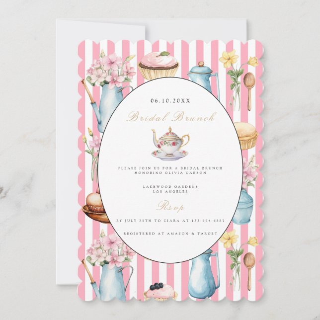 Invitación Elegante Bridal Brunch Bridal Bridal Shower (Anverso)