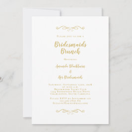 Invitación Elegante Bridal Brunch Bridesmaids Luncheon Gold