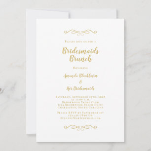 Invitación Elegante Bridal Brunch Bridesmaids Luncheon Gold