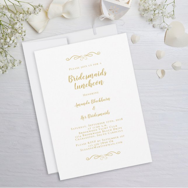 Invitación Elegante Bridal Luncheon Bridesmaids Gold Classic (Subido por el creador)