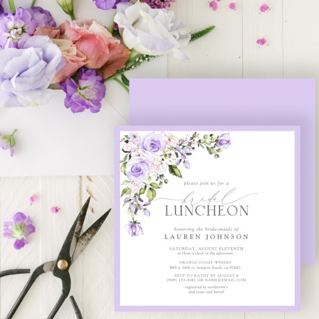 Invitación Elegante Bridal Luncheon Floral Lilac Lavender (Subido por el creador)