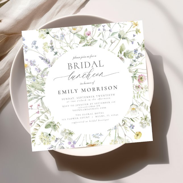 Invitación Elegante Bridal Luncheon Wildflower Sage Green (Subido por el creador)