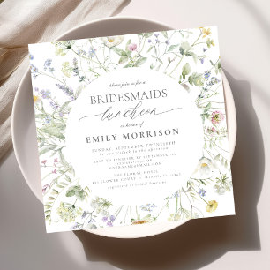 Invitación Elegante Bridal Luncheon Wildflower Sage Green