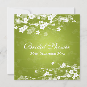 Invitación Elegante Bridal Shower Cherry Blossom Lime Green
