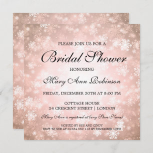 Invitación Elegante Bridal Shower Copper Winter Wonderland