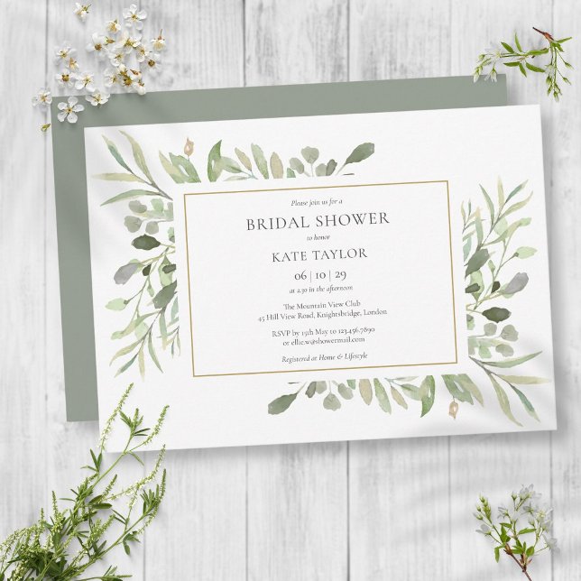 Invitación Elegante Bridal Shower de Acuarela Verde (Subido por el creador)