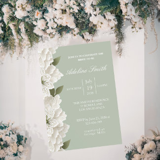 Invitación Elegante Bridal Shower de Lujo con Floral en Verde