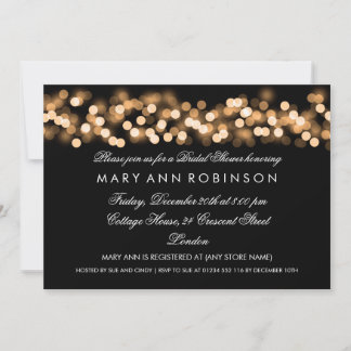 Invitación Elegante Bridal Shower Gold Hollywood Glam