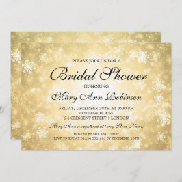 Invitación Elegante Bridal Shower Gold Winter Wonderland