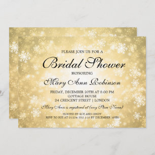 Invitación Elegante Bridal Shower Gold Winter Wonderland