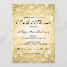 Invitación Elegante Bridal Shower Gold Winter Wonderland