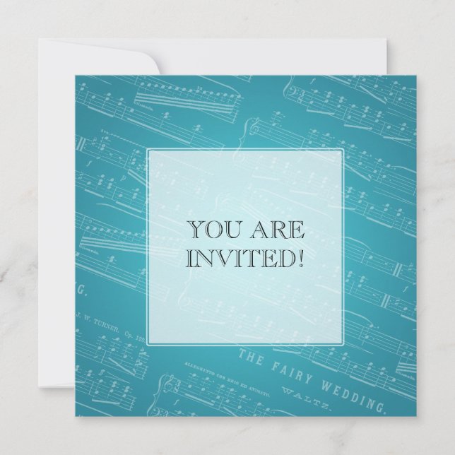 Invitación Elegante Bridal Shower Hoja Azul Música (Anverso)